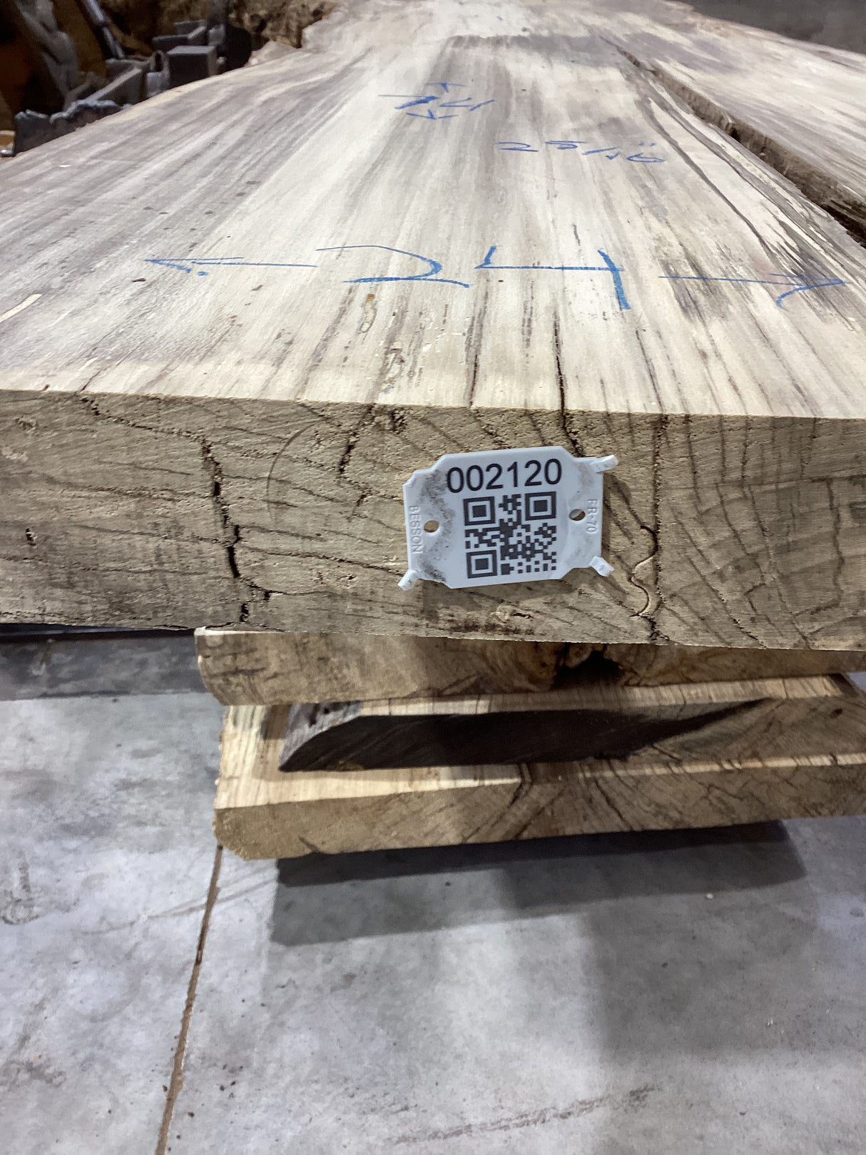 QR code attached to the edge of a Hackberry slab.