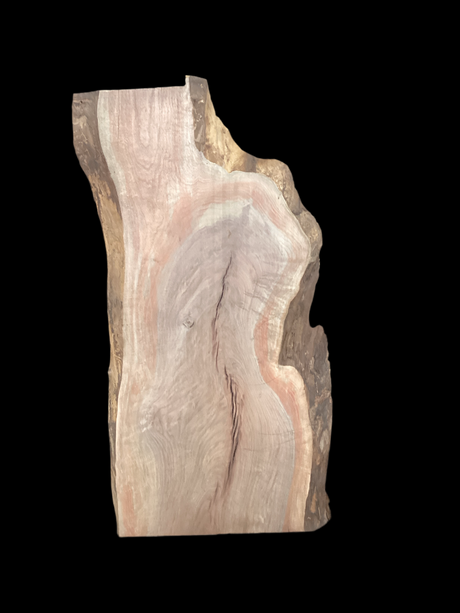 A short walnut slab with a black background.
