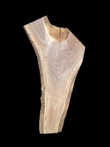 A short, irregular shaped walnut slab with a black background.