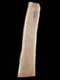 A long walnut wood slab on a black background.