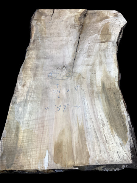 Silver Maple slab showcases distinctive grain patterns and natural character on a black background.