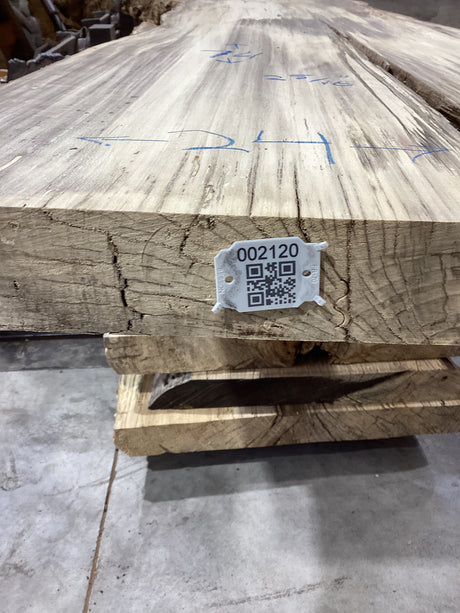 QR code attached to the edge of a Hackberry slab.