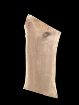 Short walnut wood slab with a black background.